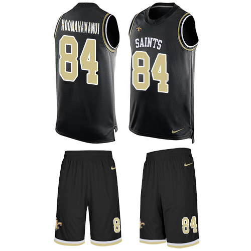 Men's Limited Michael Hoomanawanui Nike Jersey Black - #84 Tank Top Suit NFL New Orleans Saints